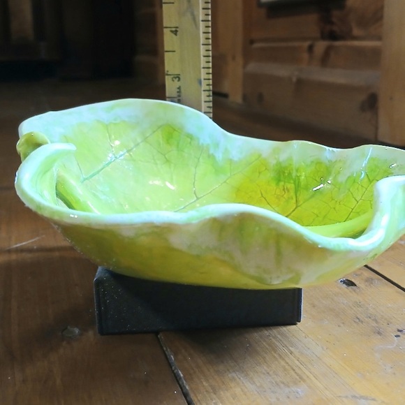 🍃🪴 Green Leaf Dish Bowl Vintage 🏺🍃 - Picture 3 of 5